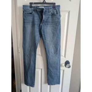 DL1961 Jeans 33x34 Blue Med Wash Denim J. Hilburn Slim Straight Rise Distressed